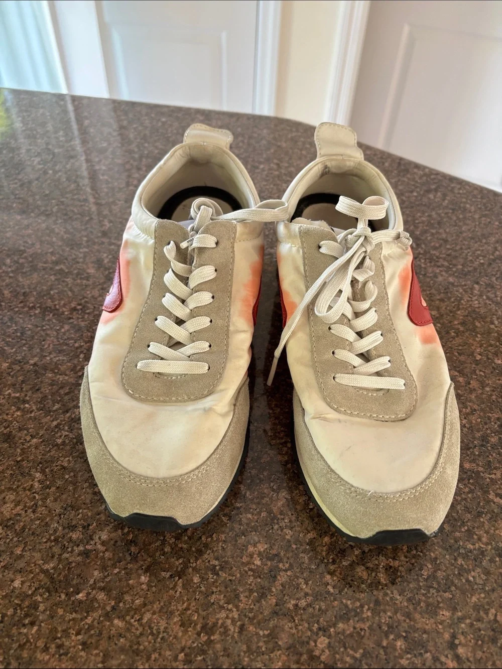 rag & bone Ladies Cream Red Low-Top Sneakers